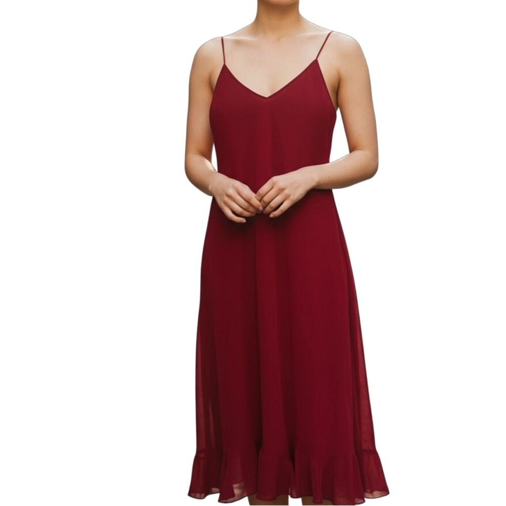 Elegant Burgundy Spaghetti Strap Dress